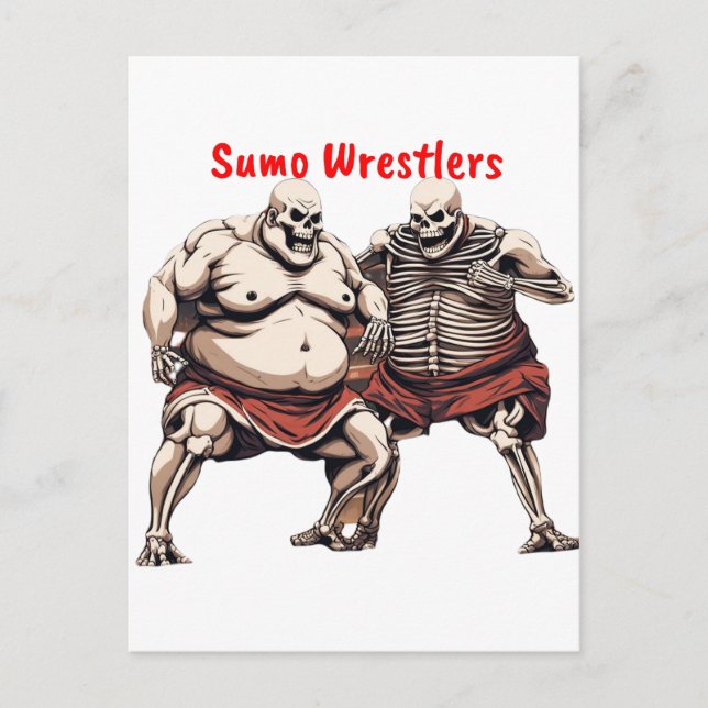 Sumo Skeleton Wrestlers in Action Vykort (Framsida)