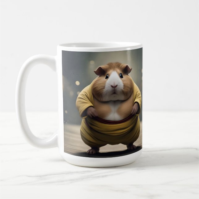 "Sumo Squeakdown: Den mäktige marsvinwrestlaren" Kaffemugg (Vänster)