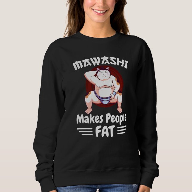 Sumo Wrestler Cat in Mawashi Makes Tjock T Shirt (Framsida)