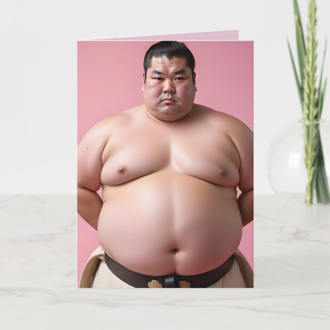 SUMO WRESTLER FUNNY BIRTHDAY BIG GREETING CARD KORT (Framsida)