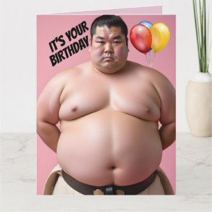 SUMO WRESTLER FUNNY BIRTHDAY BIG GREETING CARD KORT