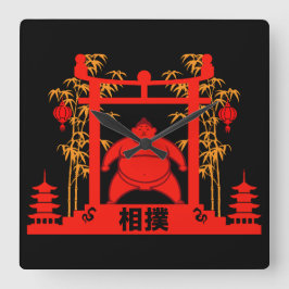 Sumo Wrestler Fyrkantig Klocka