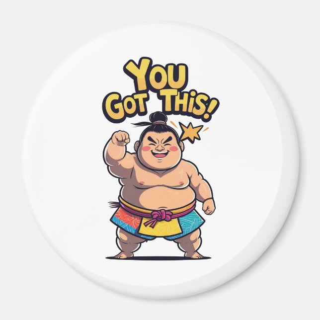 Sumo wrestler med motivet "Du Har this!" Magnet (Framsidan)