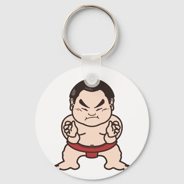 Sumo Wrestler Tecknad Japan Japansk Wrestling Nyckelring (Framsida)