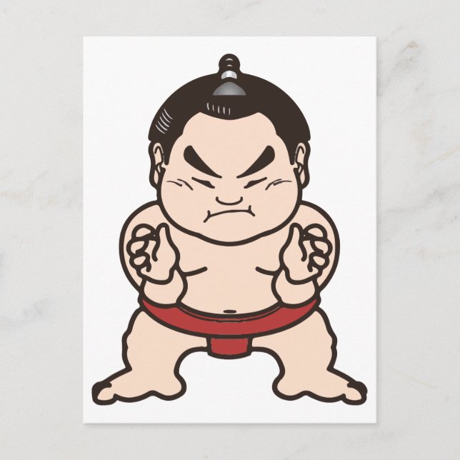 Sumo Wrestler Tecknad Japan Japansk Wrestling Vykort (Framsida)