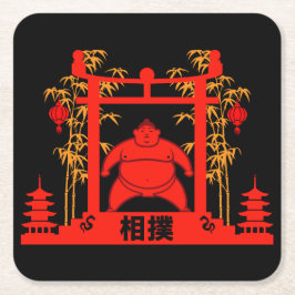 Sumo Wrestler Underlägg Papper Kvadrat