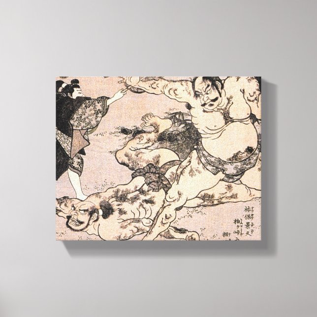 Sumo Wrestlers, Circa 1800s Japan Painting Canvastryck (Framsida)