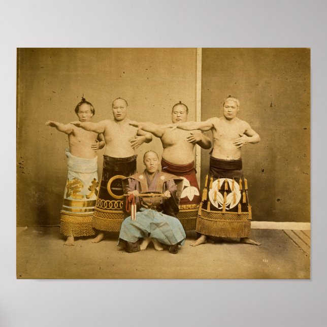 Sumo Wrestlers Japan Antique Photograph 1877 Poster (Framsidan)
