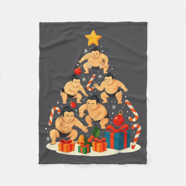 Sumo Wrestling Japanese Sumo Wrestler Christmas Tr Fleecefilt (Framsidan)