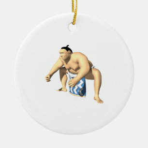 Sumobrottare 3 julgransprydnad keramik