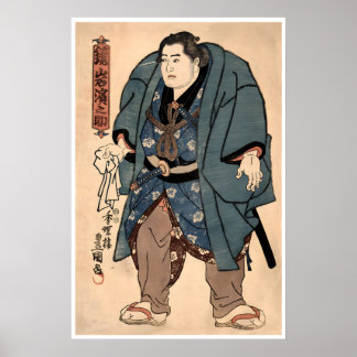 Sumobrottare Affisch Japansk Konsttryck Kagamiiwa
