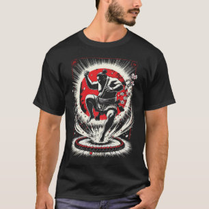 Sumobrottare i röd måne, japansk animekonst t shirt