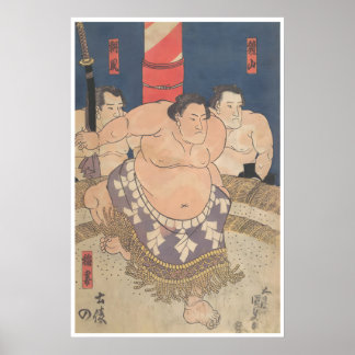 Sumobrottningsaffisch Japansk Träblocktryck Poster