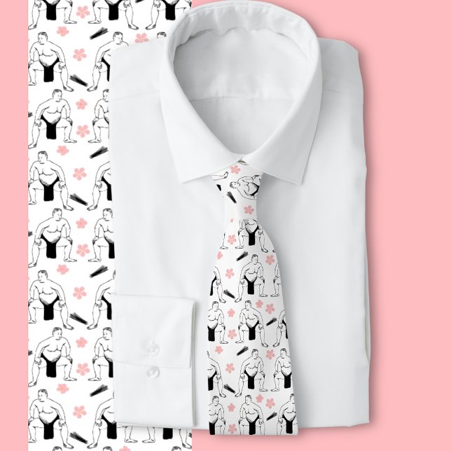 Sumos och Cherry Blommars manar Slips (Fun sumo wrestling Cherry blossom tie)
