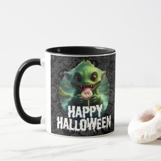 Sumpmonster som äter godis Halloweenskalas Mugg