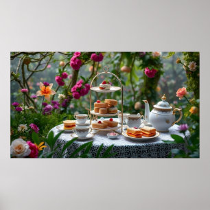 Sumptub tea-installation på eftermiddagen i Garden Poster