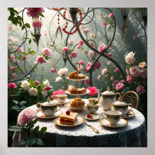 Sumptub tea-installation på eftermiddagen i Garden Poster
