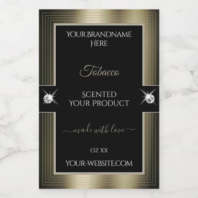 Sumptuous Black Platinum Brilliants Product Label Mat Etikett (Singel etikett)