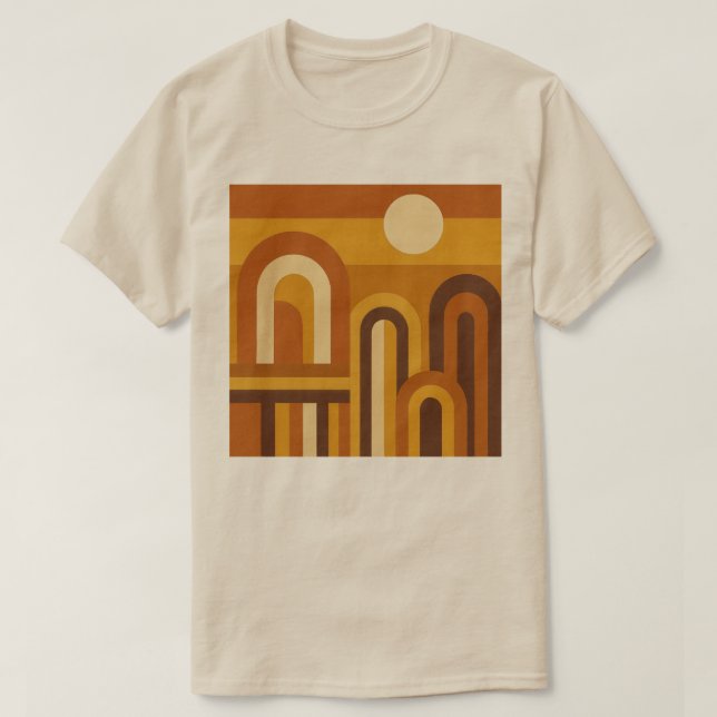 Sun and Arches Mid Century Modern Geometric Design T Shirt (Design framsida)