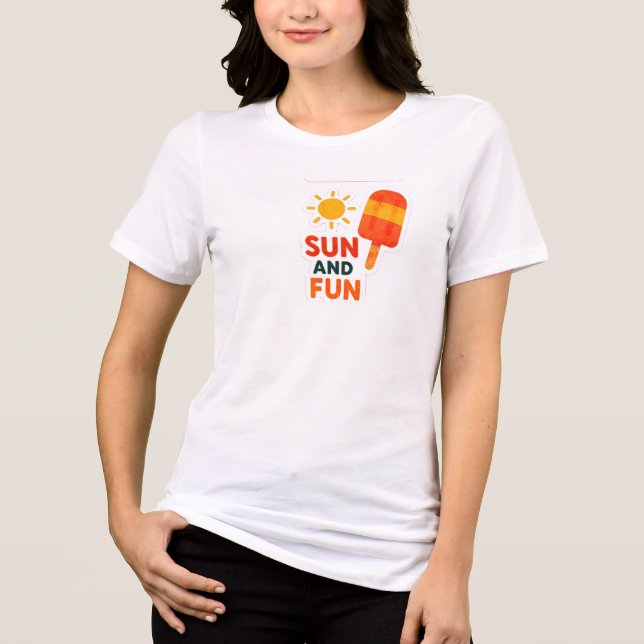Sun and Fun – Bright Summer Vibes Sticker T Shirt (Framsida)