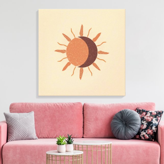 Sun and Moon – Boho Celestial  | Sacred Balance Canvastryck (Insitu (Vardagsrum))