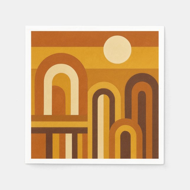 Sun & Arches Mid Century Modern Geometric Design Pappersservett (Framsidan)
