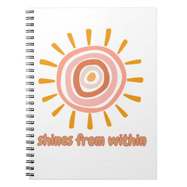 Sun Boho Art: "Shine from within" quote for self-e Anteckningsbok (Framsidan)