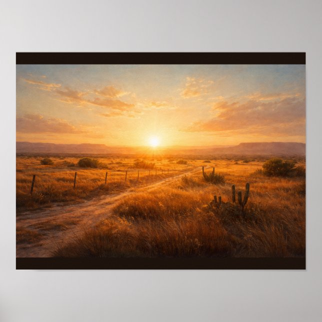 Sun flare over empty prairie poster (Framsidan)