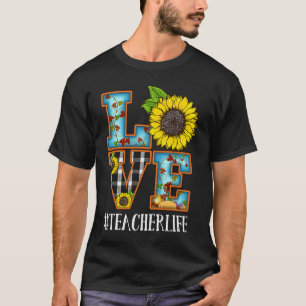 Sun Flower Autumn Teacher Life Kärlek Halloween Te T Shirt