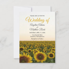 Sun Flower Blommigt Elegant Watercolor Bröllop Inbjudningar