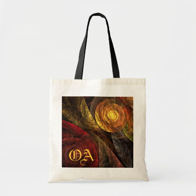 Sun Flower Blommigt Modern Abstrakt Art Monogram Tygkasse (Framsidan)