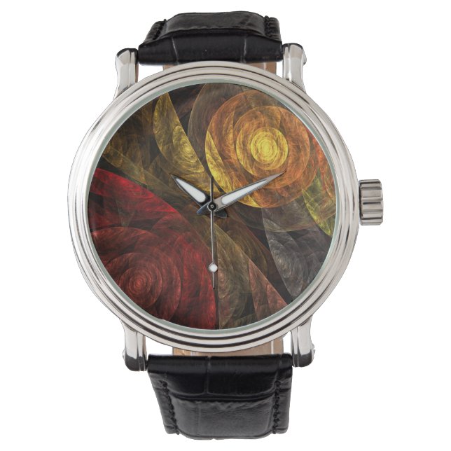 Sun Flower Blommigt Modern Abstrakt Art Mönster Armbandsur (Framsida)