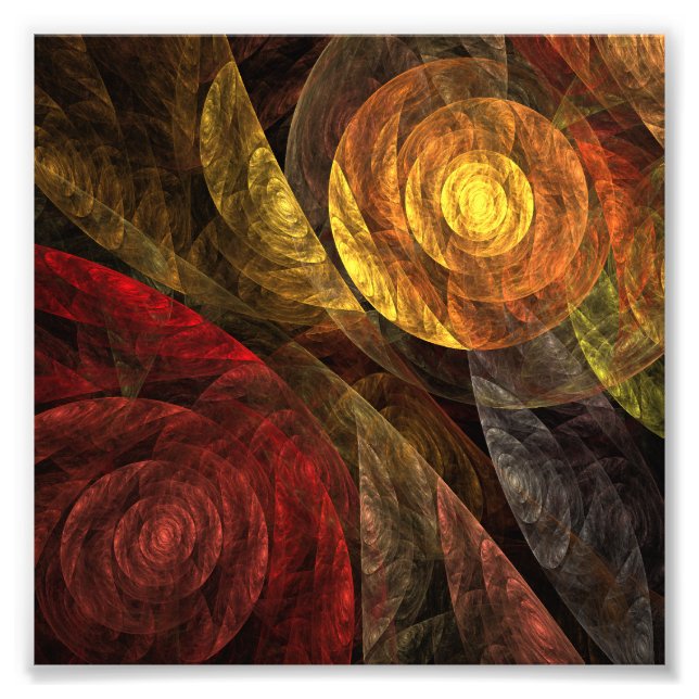 Sun Flower Blommigt Modern Abstrakt Art Mönster Fototryck (Framsidan)