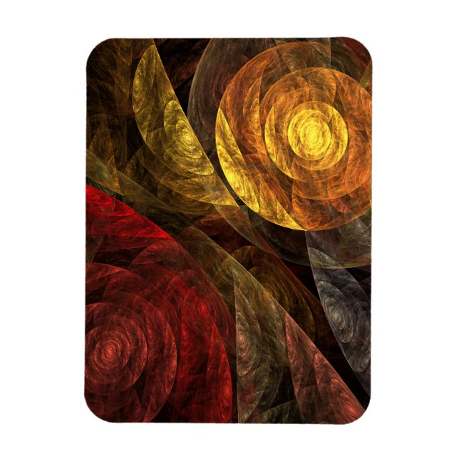 Sun Flower Blommigt Modern Abstrakt Art Mönster Magnet (Vertikal)