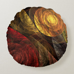 Sun Flower Blommigt Modern Abstrakt Art Mönster Rund Kudde