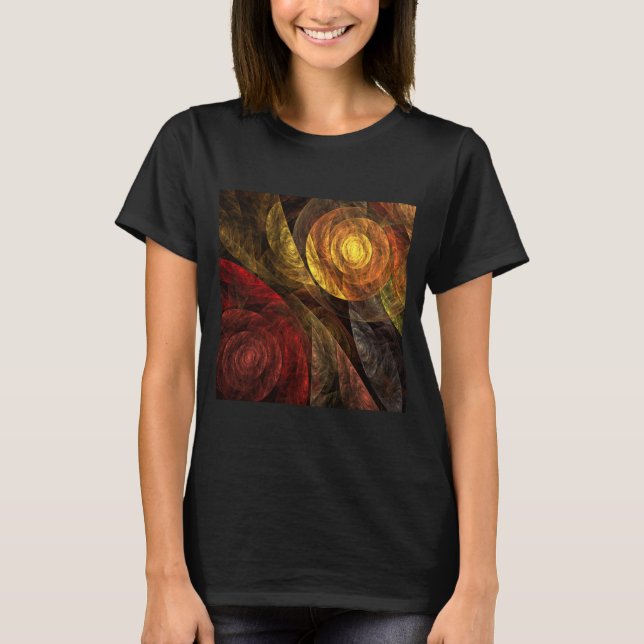 Sun Flower Blommigt Modern Abstrakt Art Mönster Tee Shirt (Framsida)