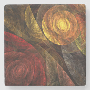 Sun Flower Blommigt Modern Abstrakt Art Mönster Underlägg Sten