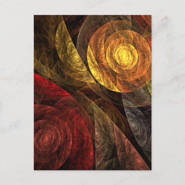 Sun Flower Blommigt Modern Abstrakt Art Mönster Vykort (Framsida)