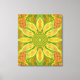 Sun Flower Bohemian Blommigt Helianthus Solros Canvastryck