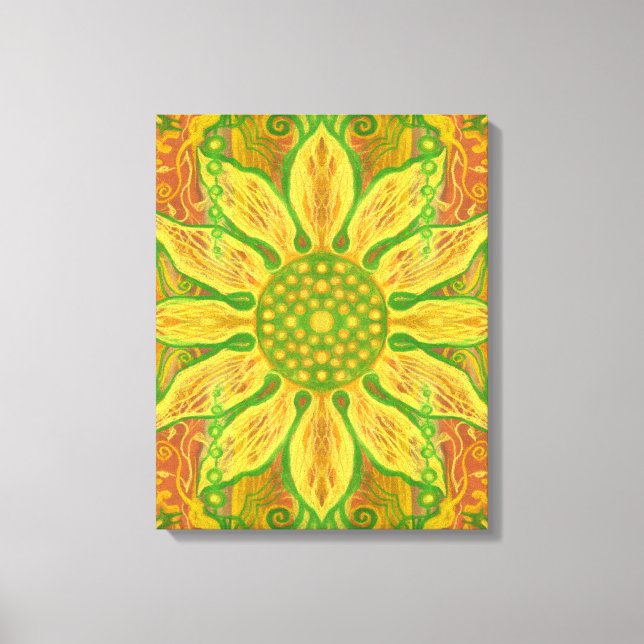 Sun Flower Bohemian Blommigt Helianthus Solros Canvastryck (Framsida)