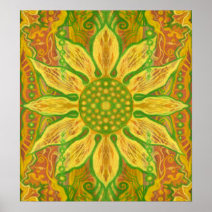 Sun Flower Bohemian Blommigt Helianthus Solros Poster