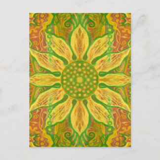 Sun Flower Bohemian Blommigt Helianthus Solros Vykort