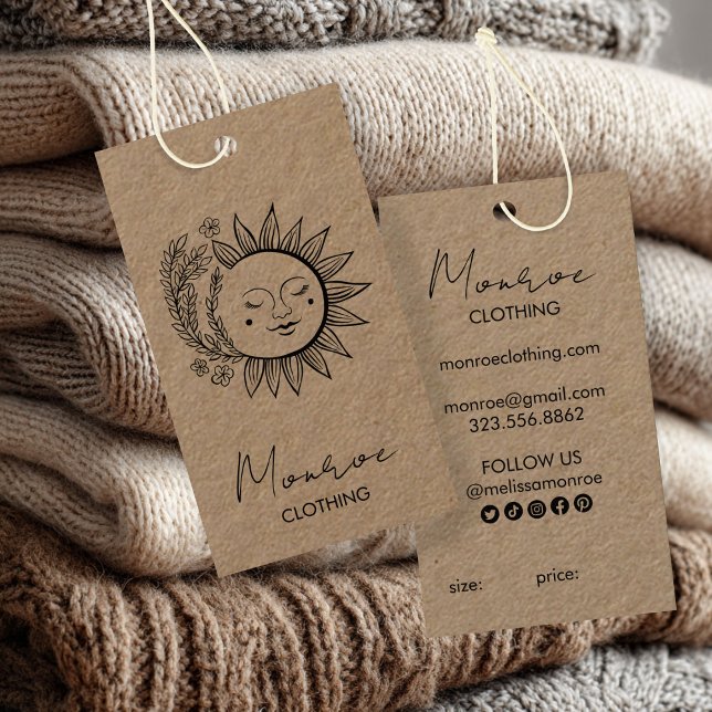 Sun Flower Boho Line Art KRAFT Social HANG MÄRKRE Visitkort (Sun Flower Boho Line Art KRAFT Social Media Icons price Size HANG TAGS
)