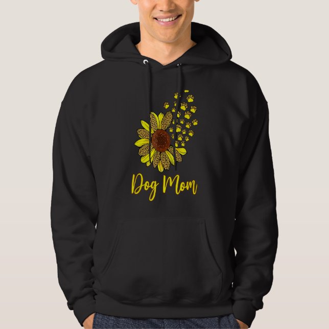 Sun Flower Hund Tass-avtryck Hoodie (Framsida)