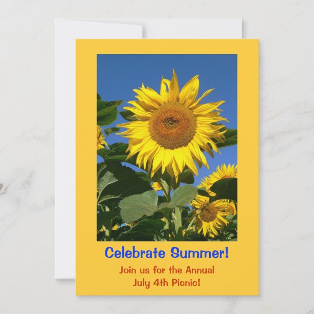Sun Flower-inbjudningskort för sommaren Party Inbjudningar (Framsida)
