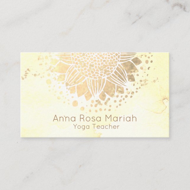 *~* Sun Flower Mandala Glitter Andlig Yoga Visitkort (Framsida)