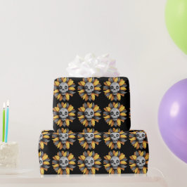 SUN FLOWER SKULL WRAPPING PAPPER PRESENTPAPPER