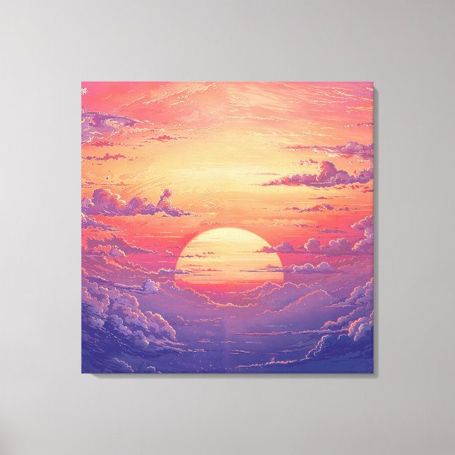 Sun Horizon - Vibrant Painterly Illustration Style Canvastryck (Framsida)
