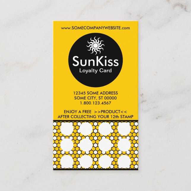 SUN KISS hexastämpelkort Lojalitetskort (Framsida)