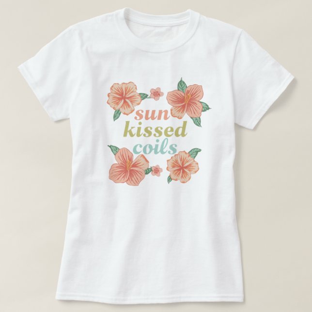 "Sun Kissed Coils" Hawaiian Floral Summer Tee (Design framsida)